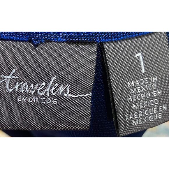 Chicos Travelers Stretchy Knit Midi Dress Asymmetrical High Low Hem Blue Medium - Picture 9 of 11